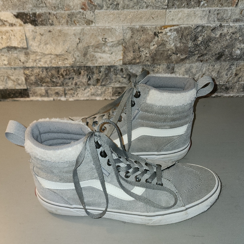 Vans Gray High-Top Sneakers with White Stripe